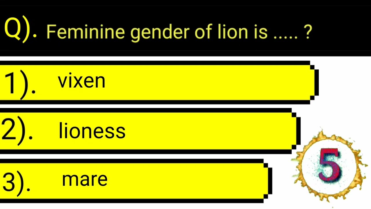 Quiz - Nouns: Gender (Feminine Gender of Nouns) Test yourself