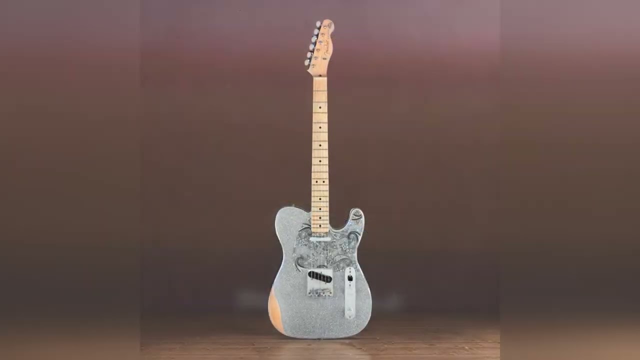 Fender Brad Paisley Road Worn Telecaster Electric Guitar Silver Sparkle Maple Fingerboa - B073VSHD7S