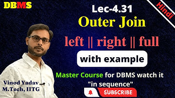 L4.31 | Left Outer Join | Right Outer Join | Full Outer Join | Natural Outer Join | Relational Algeb