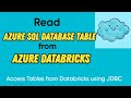 Read Azure SQL Database table from Azure Databricks | Access Tables from Databricks using JDBC