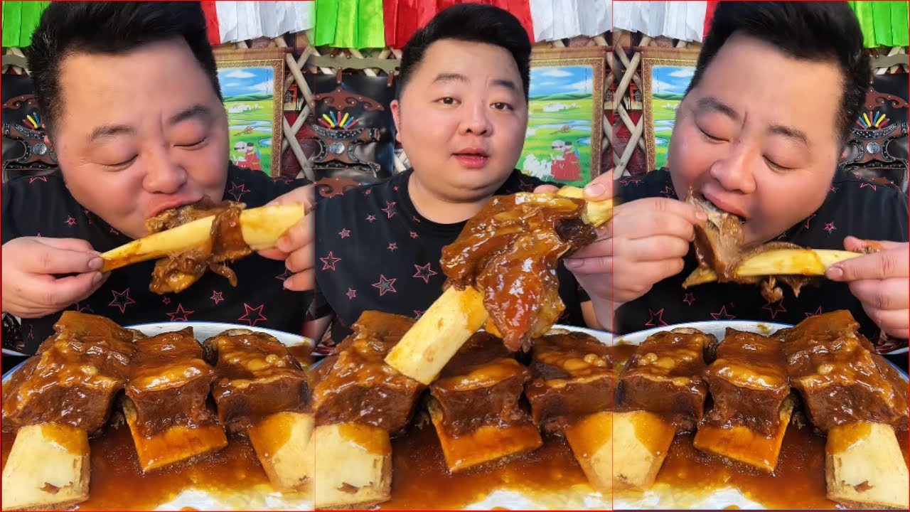 Eating Meat Stuck Ribs Really So delicious | ASMR MUKBANG | Chinese ...