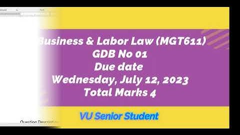 MGT611 GDB 1 Solution Spring2023 / MGT611 GDB Solution 2023 #vu #mgt611 #gdb #solvedsolution