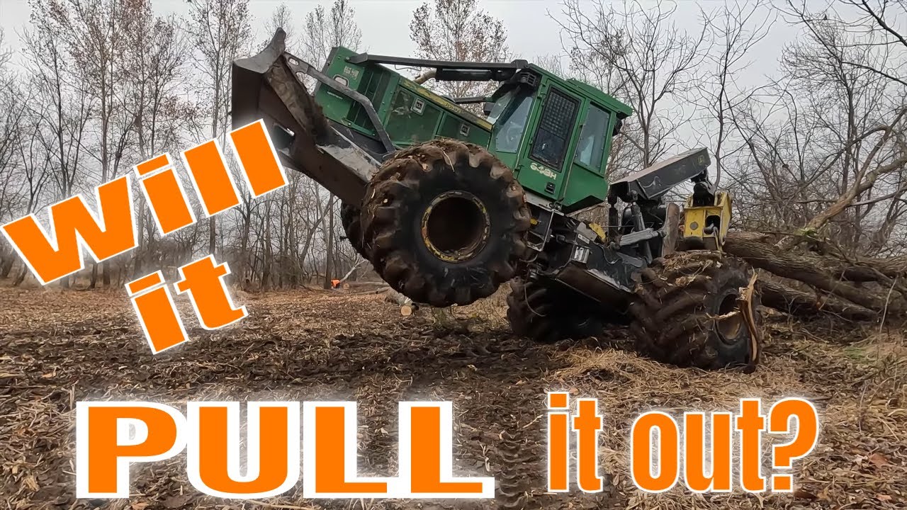 Can this John Deere 648 pull this tree out of the creek? - YouTube