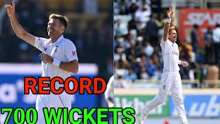 Anderson becomes third bowler to take 700 Test wickets..