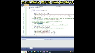 C# Program to Count the Lines, Words and Characters in a given File Text | File Read in C# #shorts