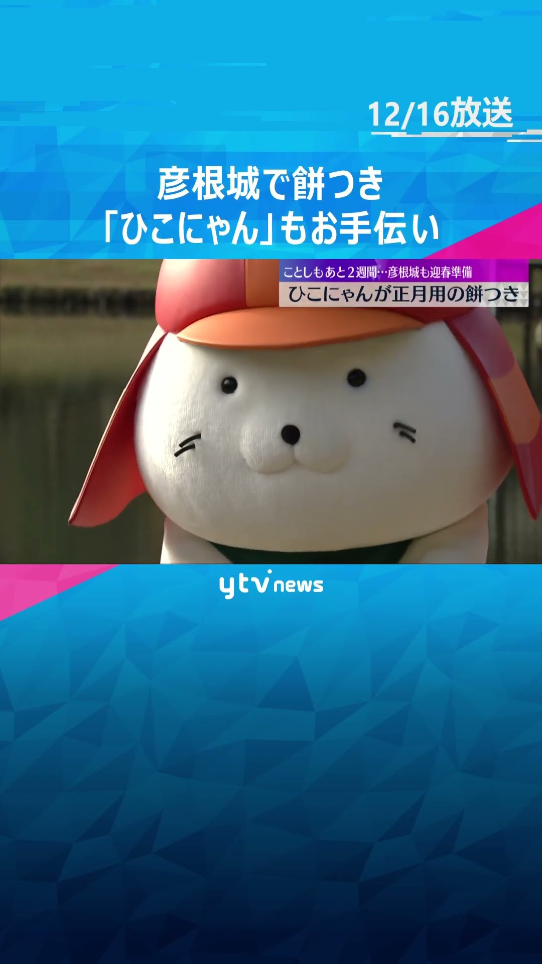 迎春準備】彦根城で「ひこにゃん」が正月用餅つきのお手伝い 観光客ら
