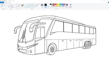 How to draw a Bus step by step on computer using Ms Paint | Luxury Bus Drawing in Ms Paint.