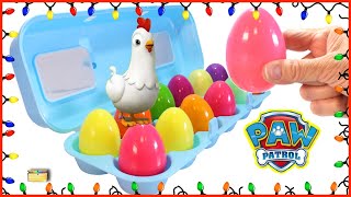 Chickaletta&#39;s CHRISTMAS Surprise Eggs w/ Paw Patrol Toys