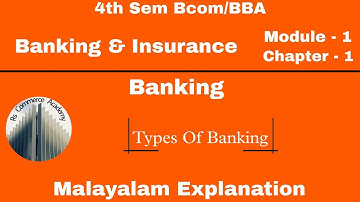 | 4th Sem Bcom/BBA | Banking & Insurance | Module 1 | Chapter 1 | Banking | Types Of Banking |