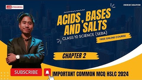 Acids, Bases & Salts Class 10 Science MCQ | SEBA HSLC 2024 EXAM | CHAPTER 2 ALL QUESTIONS ANSWER