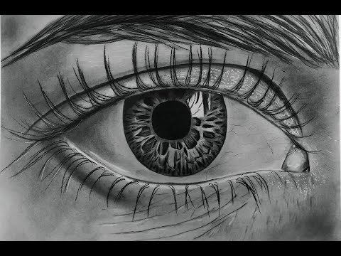 Drawing EYE with Charcoal - Step by step 