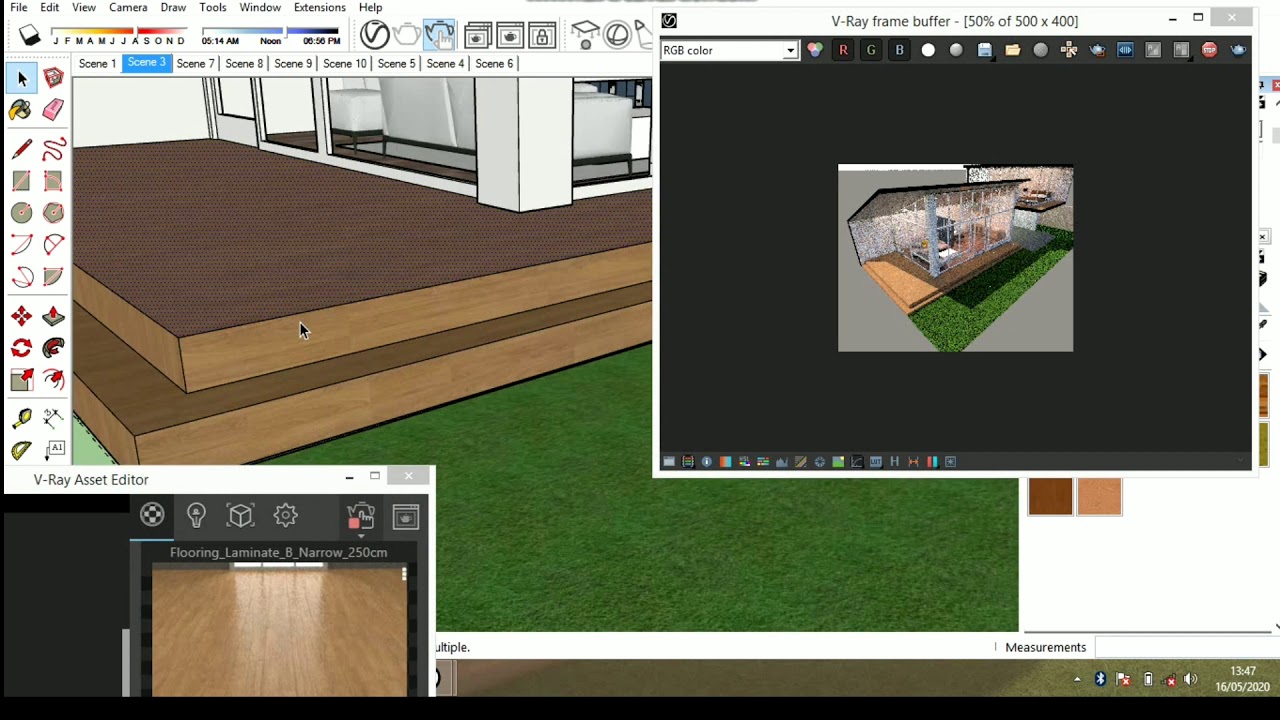 TUTORIAL SKETCUP VRAY cara seting material lantai kayu  