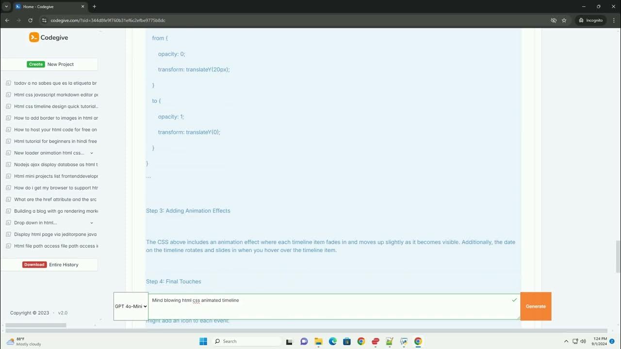 Mind blowing html css animated timeline - YouTube