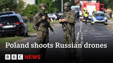 Poland says up to four of 19 Russian drones shot down after entering airspace | BBC News