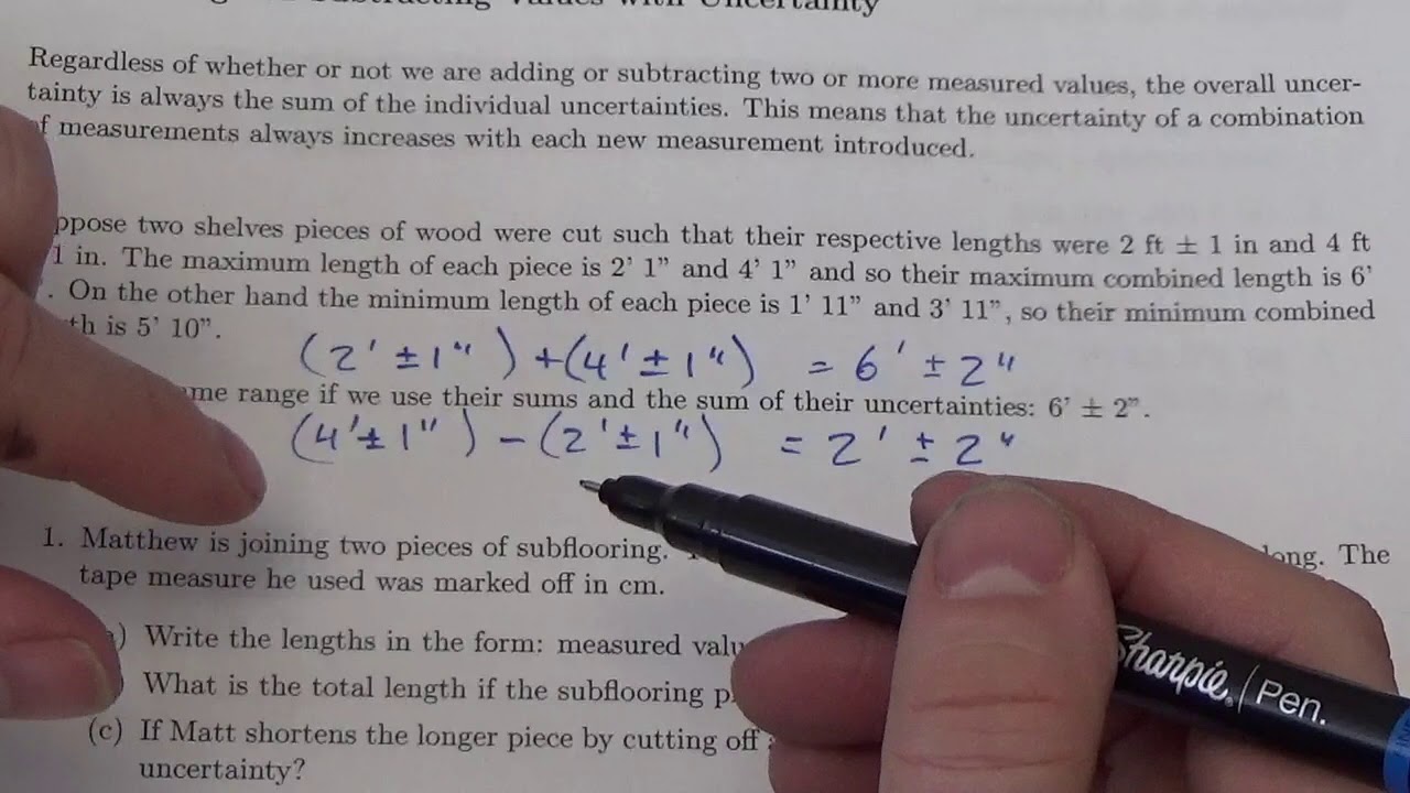 Math 30 3 Adding and Subtracting Values with Uncertainty Lesson YouTube