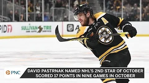 David Pastrnak Earns NHL's 2nd Star For Month of October