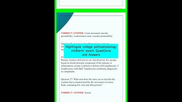 Nightingale college pathophysiology midterm exam Questions and Answers  video