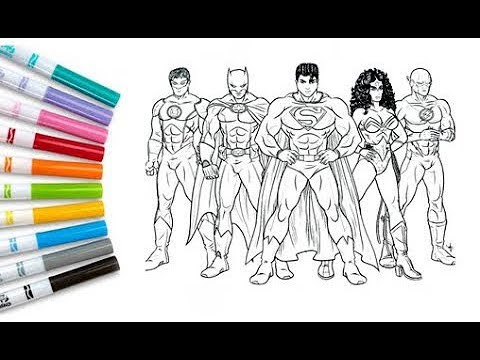 Download Coloring All SUPERHEROES Coloring Pages Superman Flash Batman Green Wonder Woman Justice League ...