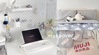 room makeover  new desk setup, pinterest inspired , ikea & muji haul, simple and cozy aesthetic