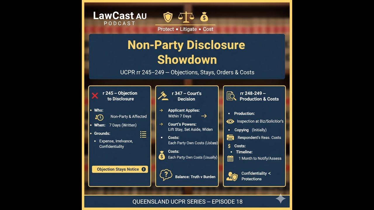 Non-Party Disclosure Showdown — Objections, Stays, Orders & Costs (UCPR rr 245–249)