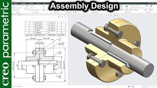 Flange Coupling in Creo Parametric (All parts included)