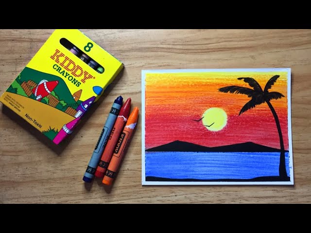 Easy Wax Crayon Drawing for Beginners 