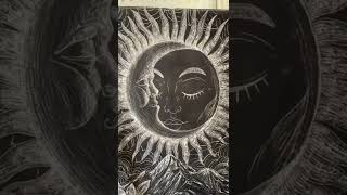 Sketch Style Sun Moon Tapestry