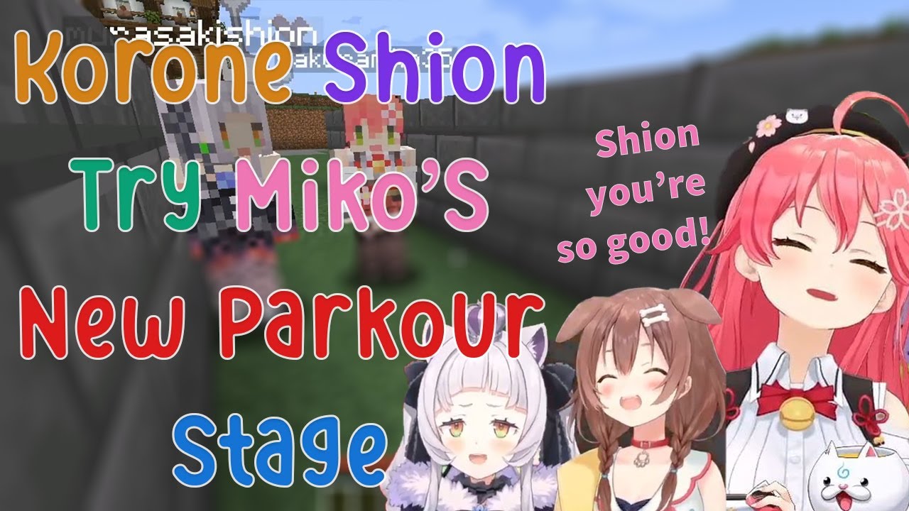 Korone and Shion try Miko's New Parkour Place in Minecraft!!!!