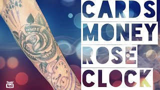 Black and Grey Money Rose Half Sleeve Tattoo (Timelapse)