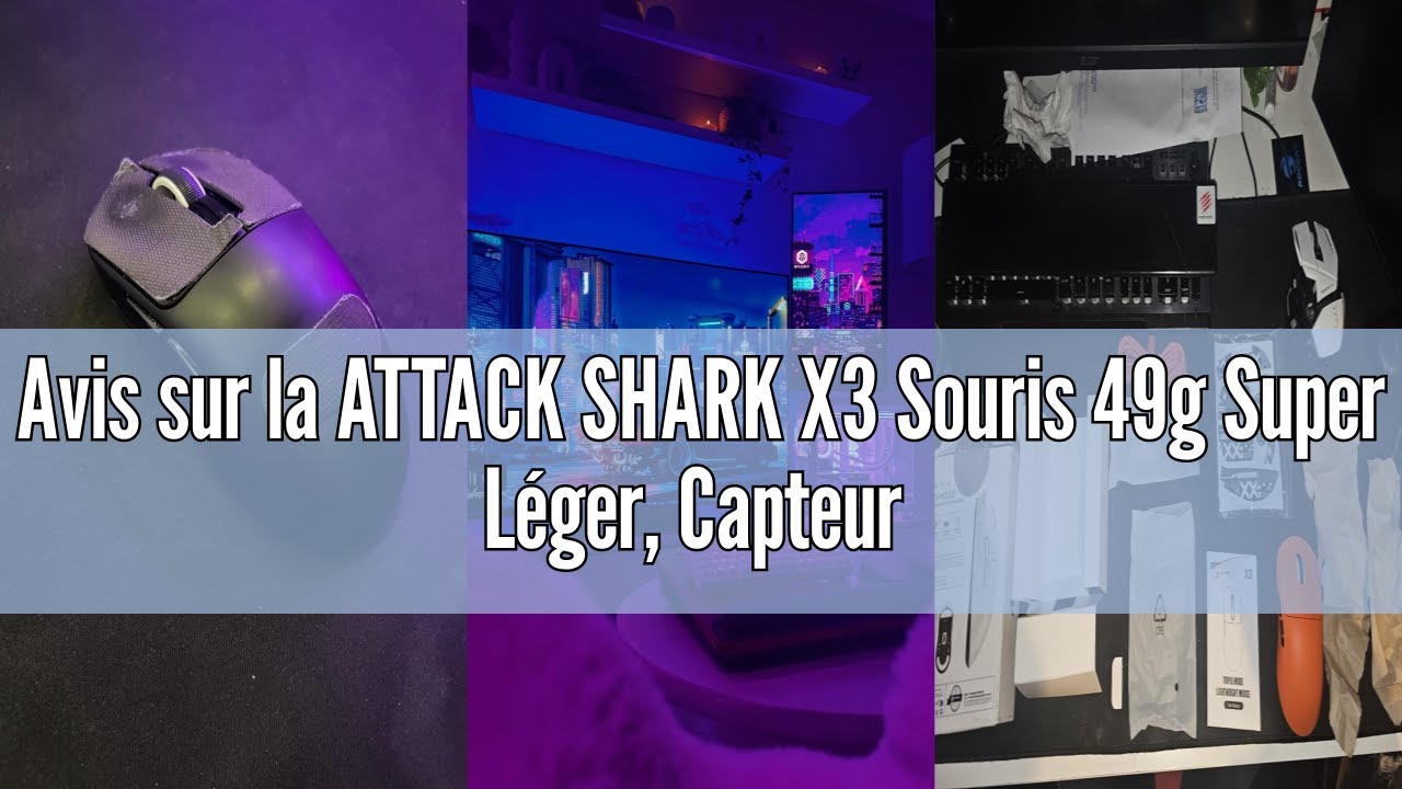 Avis sur la ATTACK SHARK X3 Souris 49g Super Léger, Capteur de Jeu PixArt PAW3395, Souris de Jeu san