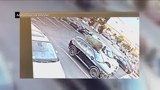 A grinch steals Christmas tree right off the top of someone's car