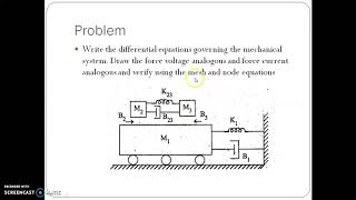 Example for electrical analogous circuit of a mechanical translational system