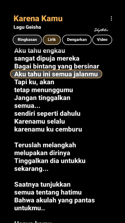 Aku tahu engkau sangat di puja mereka bagai bintang yang bersinar aku tahu ini semua jalanmu.