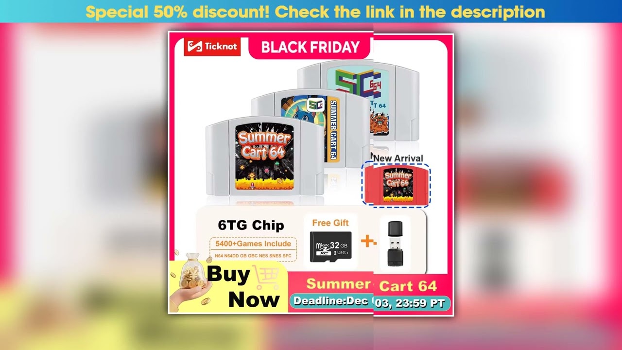 5400 In 1 SummerCart 64 Game Card For N64 Retro Game Cartridge ED 64 For Nintendo 64 With 32GB TF