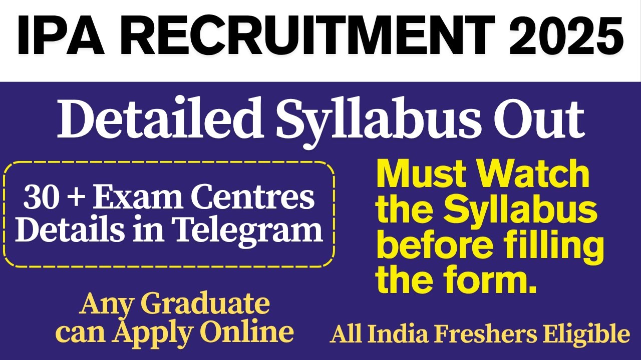💥 IPA Syllabus Out 2025 | IPA Recruitment 2025 | Indian Port Association Recruitment 2025