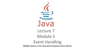 lecture 7 Event Handling Adapter classes, inner class and Anonymous Inner Classes 34 Java Awt Event Handling Adapter Classes Anonymous Class