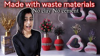 No Clay No Cement Only magic with waste materials | 3 DIY Flower vases for Home decor ✨️