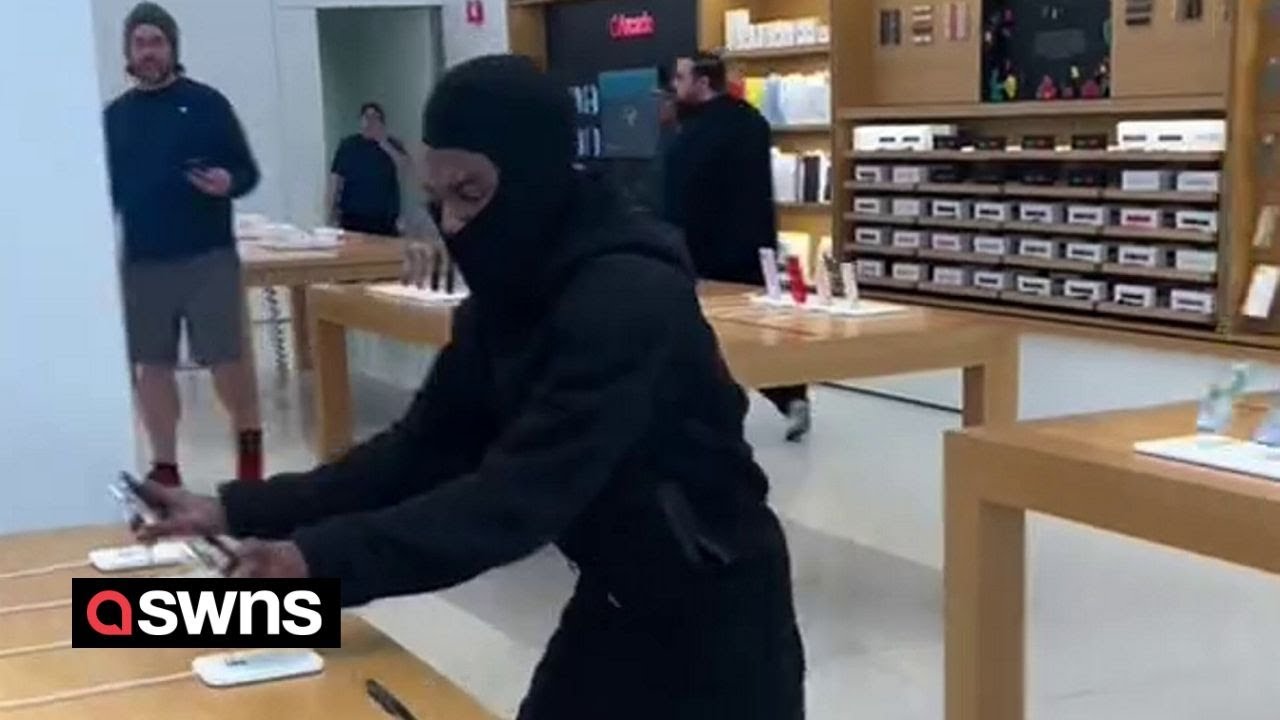Brazen thief steals over 40 iPhones from Apple store as police car is ...