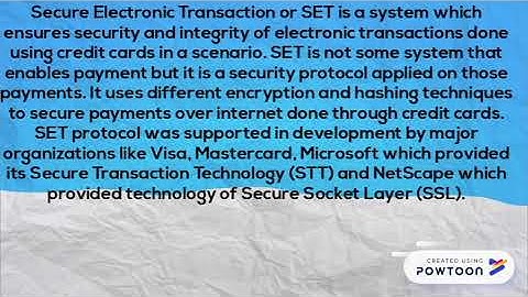 Secure Electronic Transaction (SET) Protocol