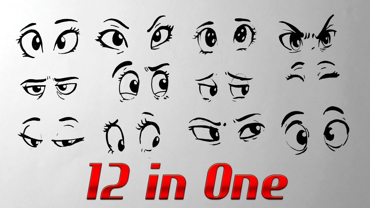 How To Draw Eyes Cartoon : Set Of Cute Cartoon Eyelashes Open And