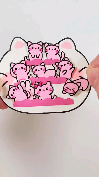 핑크냥이 뽀시래기들 스티커 만들기! #pinkcat #stickers #paperdiy  #shorts #diy #종이놀이