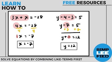 Solving 1-Step Equations by Combining Like-Terms First [12 Practice Problems]