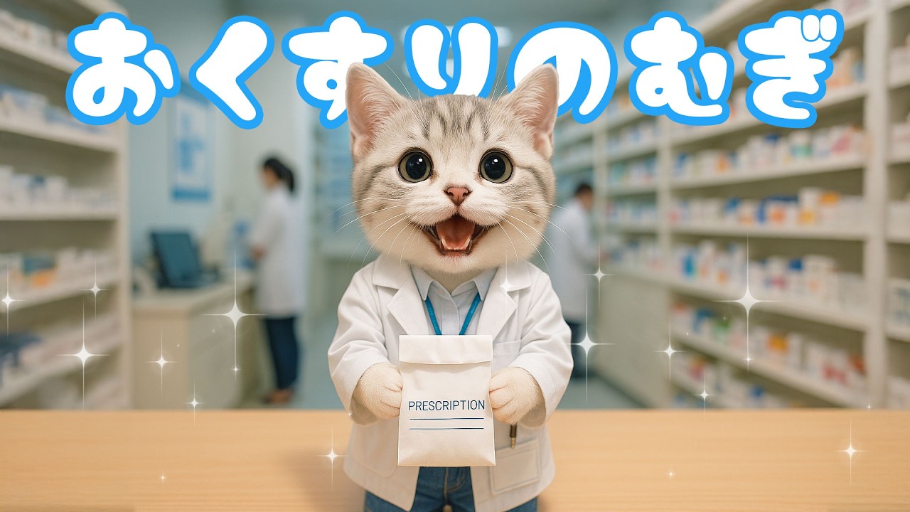 【社畜ねこのむぎ】おくすりだにゃ!! 薬剤師になったむぎの一日に密着🐱💊