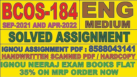 BCOS-184 ENGLISH MEDIUM SOLVED ASSIGNMENT 2021-22 | FOR PDF WHATSAPP ON 8588043141