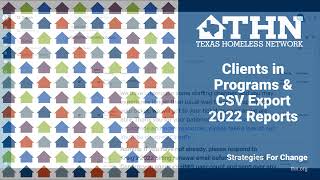 Clients in Programs and CSV Export 2022 Reports