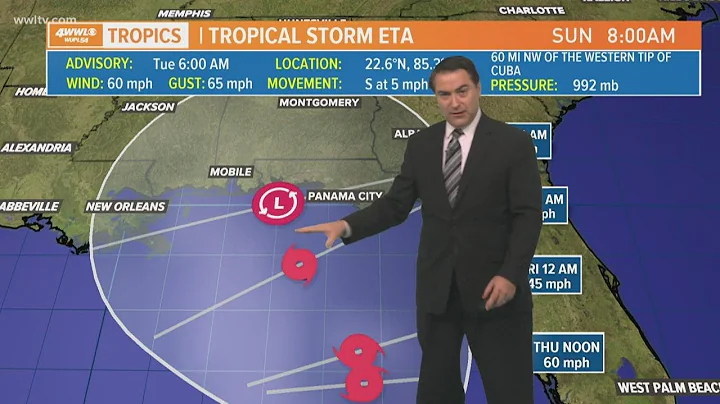Tracking Eta, plus plenty of clouds and a few showers today
