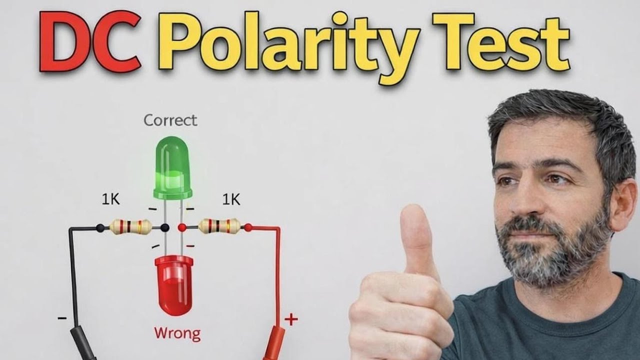 Схема проверки полярности постоянного тока | Легко проверяйте положительное и отрицательное напря...