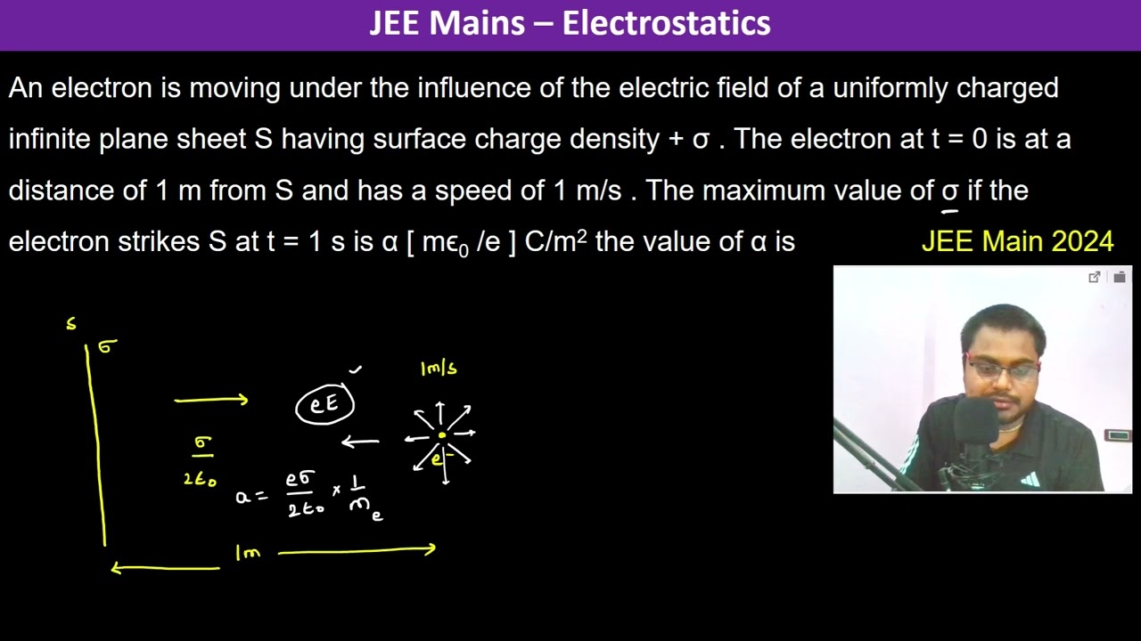 Электрон движется под действием электрического поля равномерно заряженного бесконечного