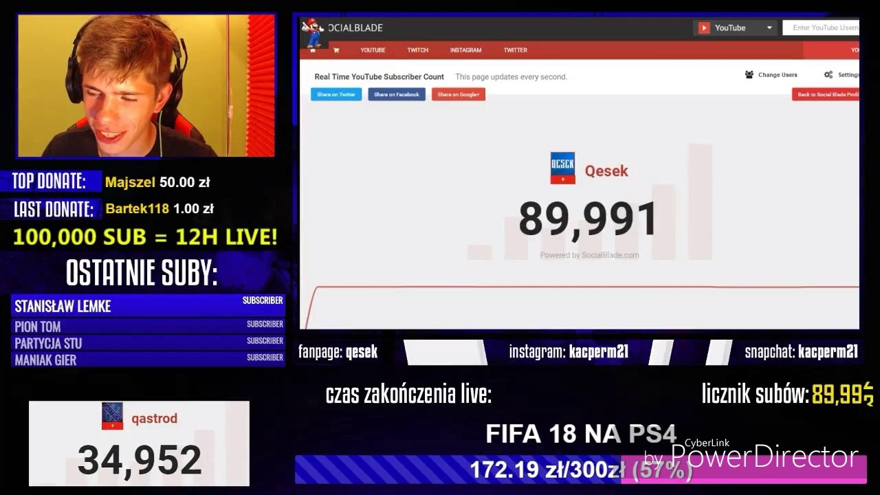 QESEK ŚPIEWA PIOSENKĘ NA LIVIE Z OKAZJI 90 TYSIĘCY SUBÓW !