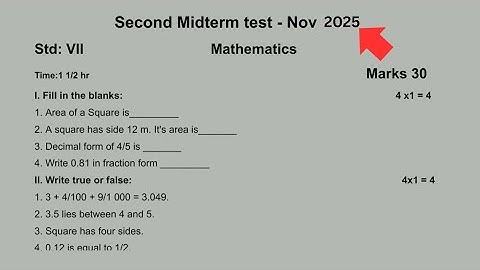 7th Maths 2nd Mid Term Question paper 2025 | 7th Maths Second Mid Term Question paper 2025